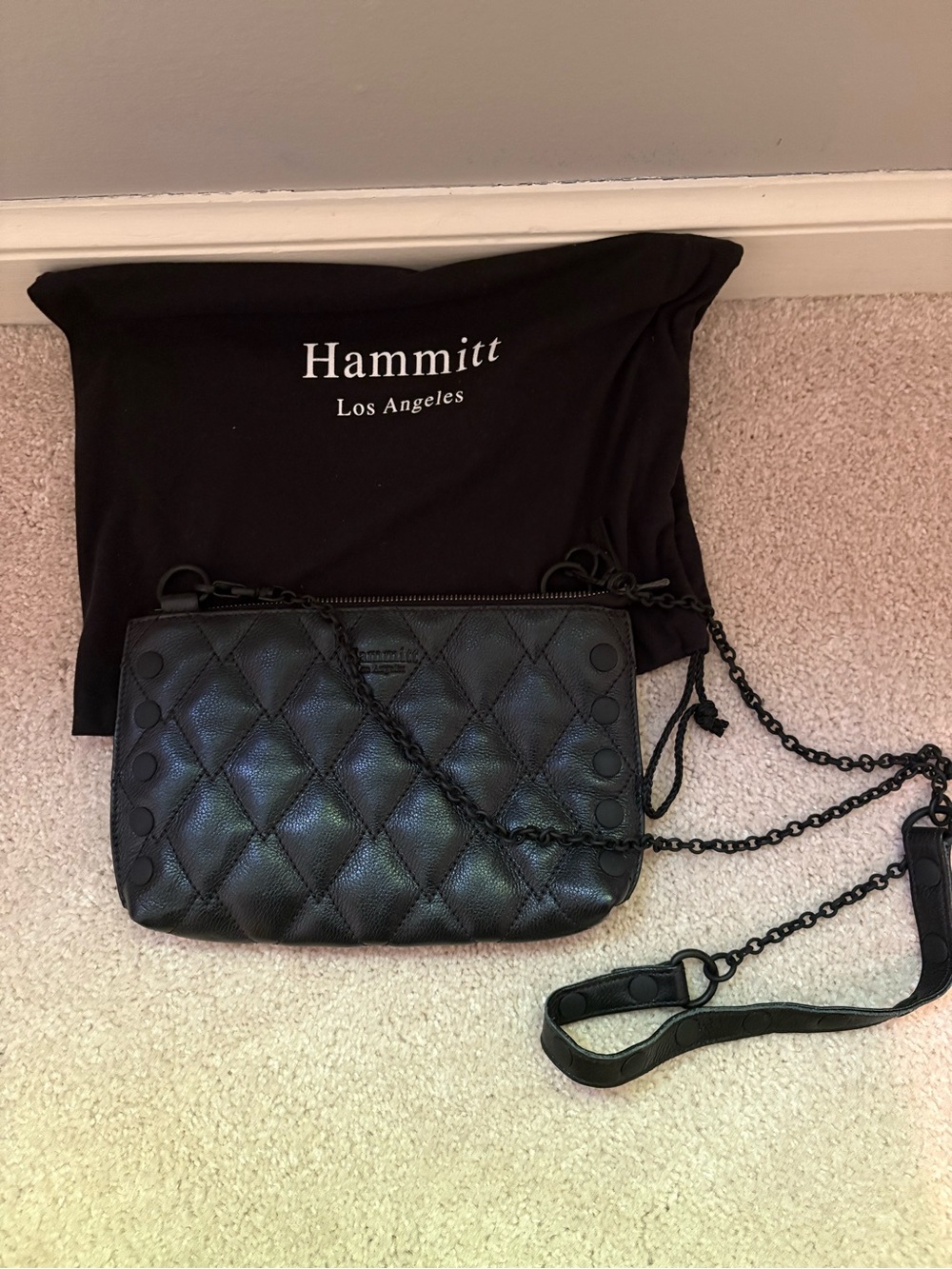 Hammitt Black Quilted Leather Chain Crossbody
